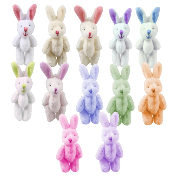 Colorful Small Size 4cm Joint Stuffed Rabbit Toy Custom Mini Animal Plush Bunny Keychain Decoration