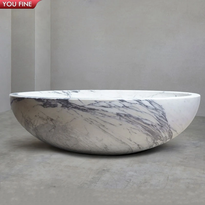 Hand Carved High Polishing Natural Stone Carrara Bathtub Marble Bath