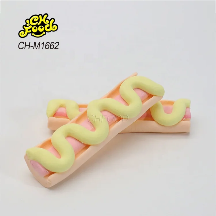Wholesale OEM Hot Selling Halal Fruit Flavor Hot Dog Shape Marshmallow Cotton Candy Sweets for Children