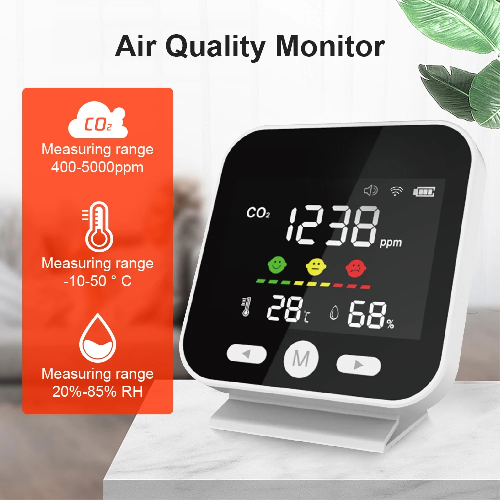 TUYA CO2 Concentration Detector WiFi Air Quality Monitor for Europe and the United States with CE Certified NDIR Sensor Type