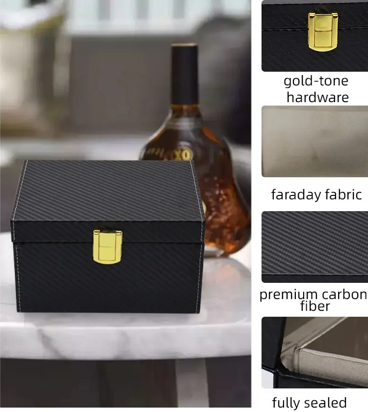 Factory Car Keyless Faraday Cage Large Box With Black Pu Leather Shell