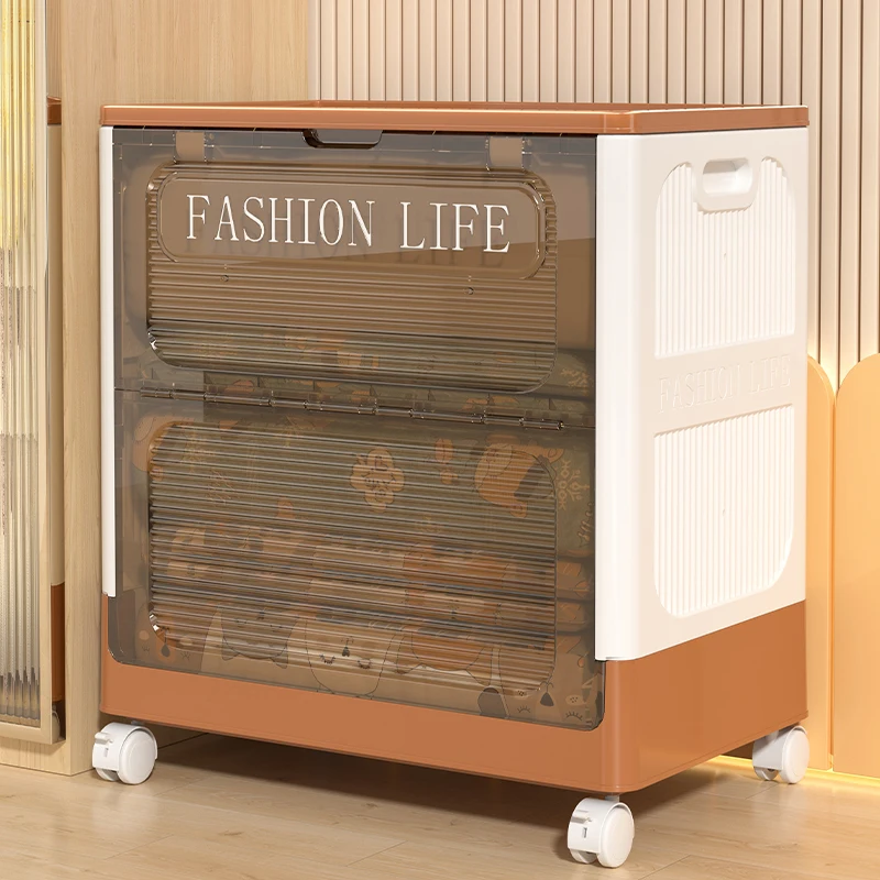 Wannuo Clothing/Bedding Storage Box Foldable Plastic Storage Box Visible Plastic Storage Box with Universal Wheels
