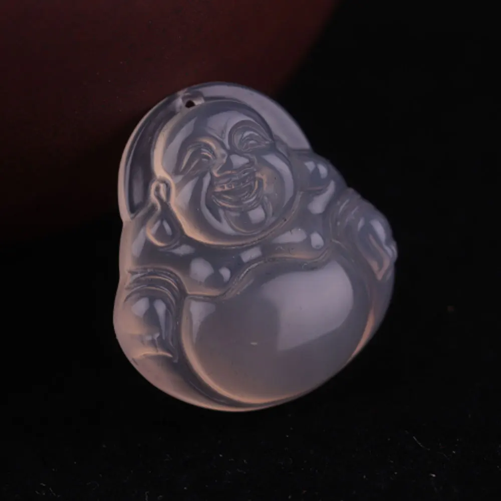 Collier Bouddha En Pierres - Aventurine, Quartz Blanc, Ambre Et Pierre Noire