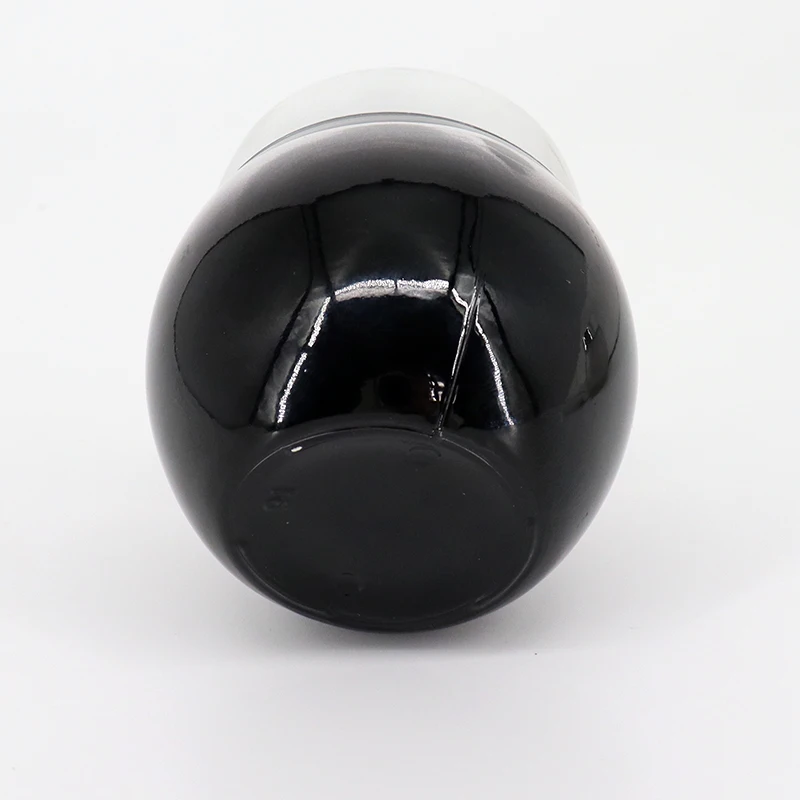 Empty 100g 150g Black White Gloss Cosmetic Packaging Pot Round Container Facial Cream Glass Jar With Lid