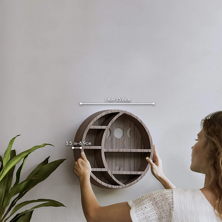 Винтажный домашний декор полки в форме Луны деревянный орнамент стеллаж для хранения Настенный Декор для дома деревянный полумесяц настенная Полка Шкаф