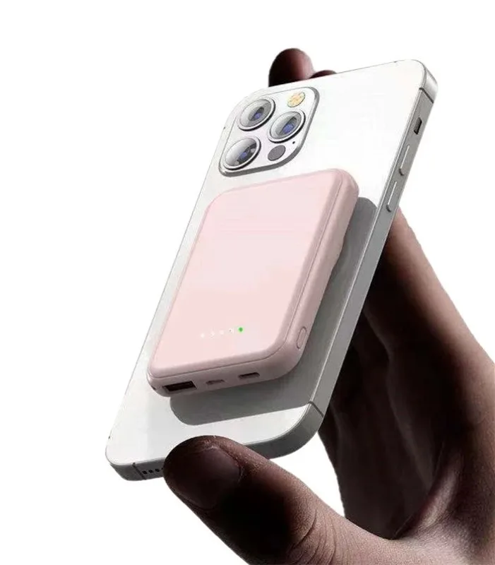 Logo Custom 5000mah Magnetic Wireless Power Bank Mini Pocket Sized Portable Charger Battery Powerbank for apple 12 13
