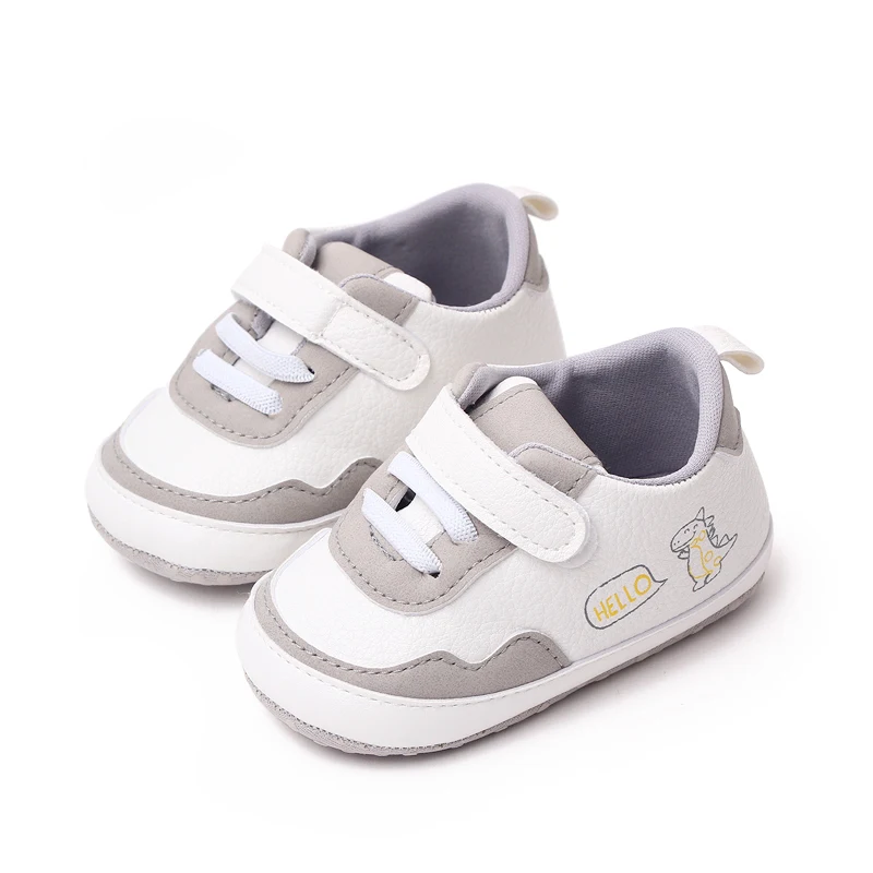 Leather Matching Color Cartoon Dinosaur Baby Soft Sole Fashion Casual Toddler Shoes manufacture