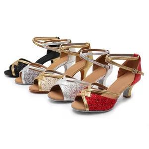 Ladies' High-Heeled Latin Dance Shoes Cowhide Outsole Comfortable Salsa Dance Shoes Adult Indoor Stage Performance Shoes