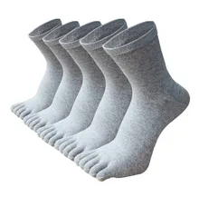 Plain Classical  Dress Custom Tube Men Cotton Five Toe Business socks LOW MOQ