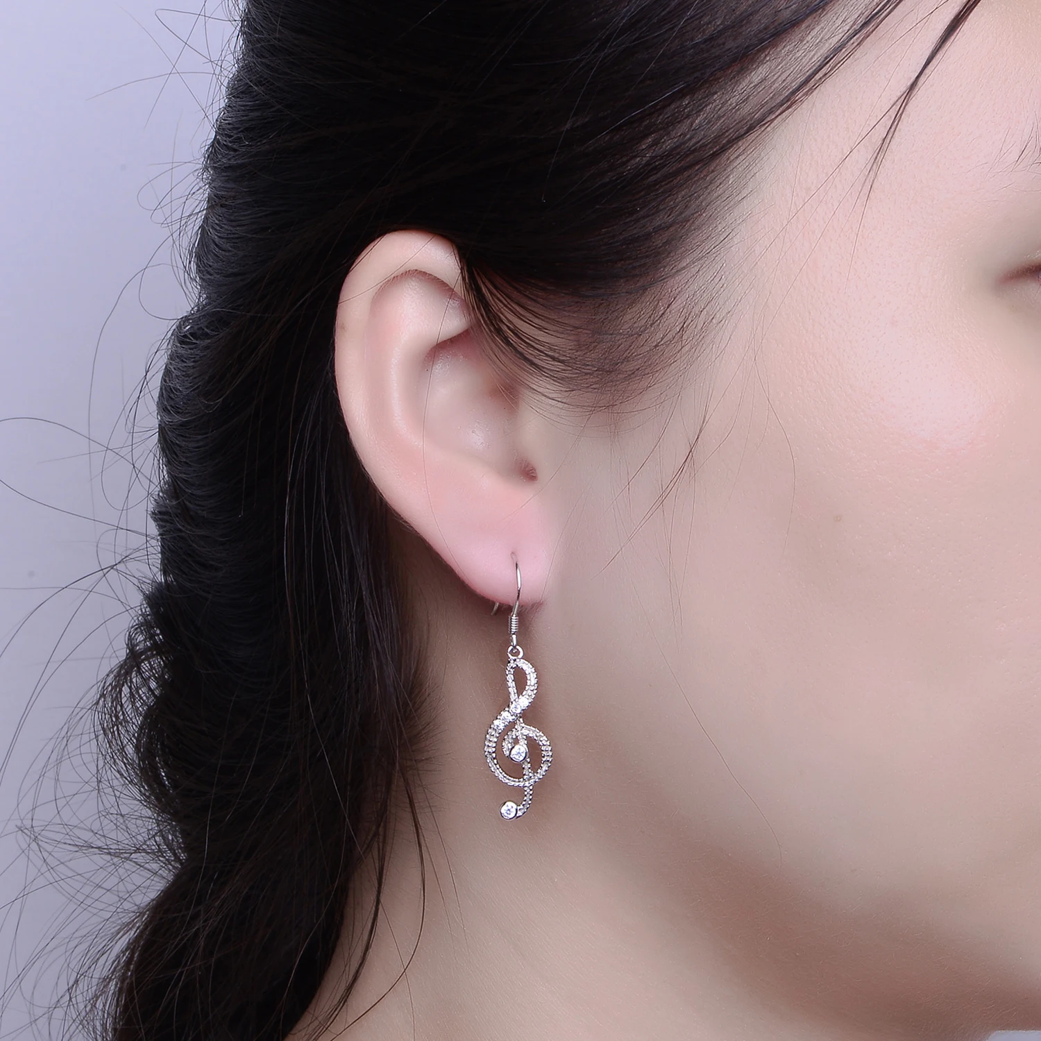 New Design Style 925 Sterling Silver Phonetic Symbols Pendant Bling CZ Women Long Drop Earrings Jewe(图6)