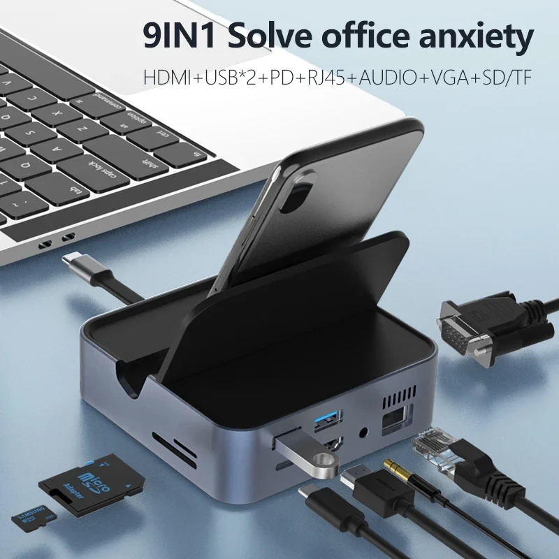 If you are searching for a supplier of a product with perfect quality control and highly competitive prices, which gives you an advantage in expanding your local market, then contact us now! Competitive suppliers of Docking Thunderbolt Dock Hub 9 in 1 Usb Type c Poorten Situatie 9 in 1 Usb-c Adapter Type c Hub