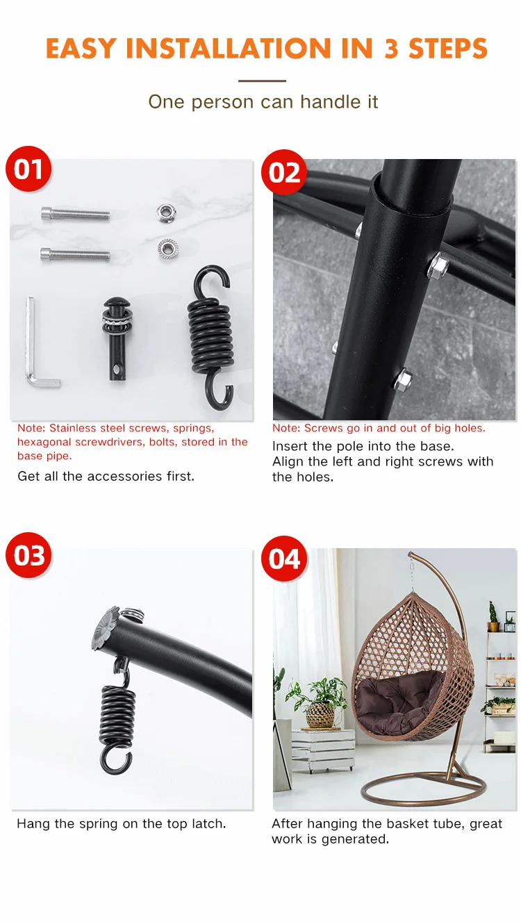 Backyard Swing Hanging Chair Garden Single Seat Adults Swing Egg Chair