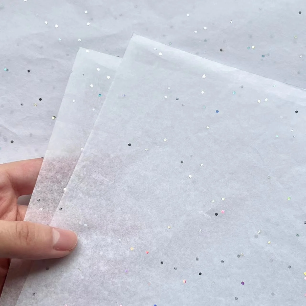 17gsm White Laser Silver Gemstones 500*700mm Colored Paper Factory Whosale Wrapping  High Quality Colored Tissue Paper