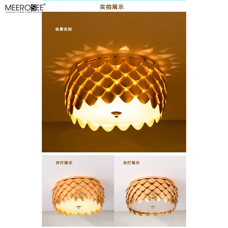 Meerosee Gold Pendant LED Circle Home Kitchen Pendant Light Beautiful Lamp Pendant Dinning Room MD86769