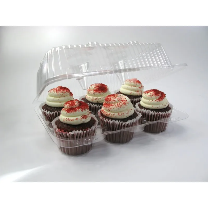 Clear Plastic 6 Compartment Muffin Containers - Disposable Cupcake