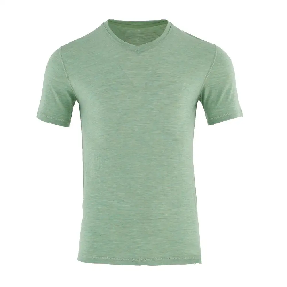 Wholesale Merino Wool Summer Short Sleeve Tshirt Vneck Men Buy T