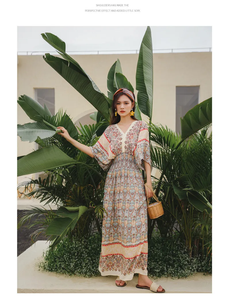 2021 Attractive soft maxi women bohemian dress summer