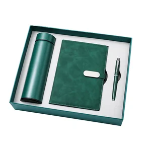 Personalized Corporate Gift Set Custom Notebook Engraved Pen and Keychain in Velvet Lined Presentation Box