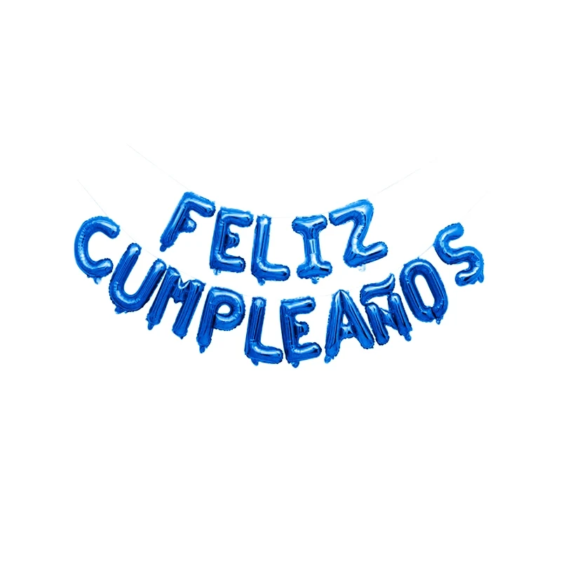 Yaclonq Globo de feliz cumpleaños decoración de fiesta de aluminio reutilizable azul pancarta de feliz cumpleaños decoración de letras de globo para decoración de fiesta de cumpleaños 