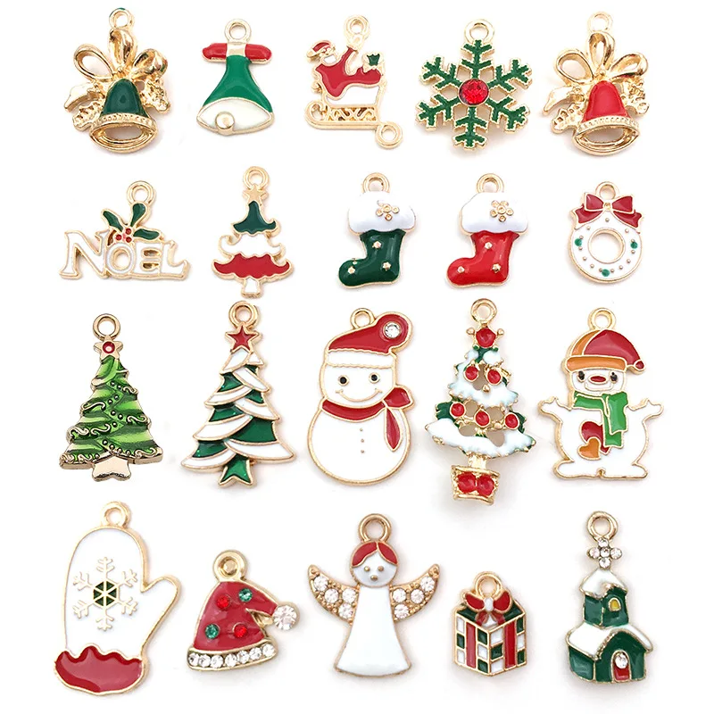 50 Piezas Dijes Colgantes Variados de Navidad Colgantes Dijes de Esmalte para Collar Pulsera Joya Bolsas Accesorios Artesanales de Costura de Bricolaje y Fabricación 