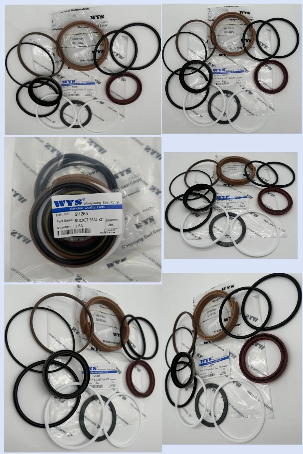 WYS Original Parts SH265 Excavator Bucket Seal Kit with 1 Year Warranty for CATERPILLAR KOMATSU HYUNDAI HITACHI - 55-150°C Temperature Range and 14-21