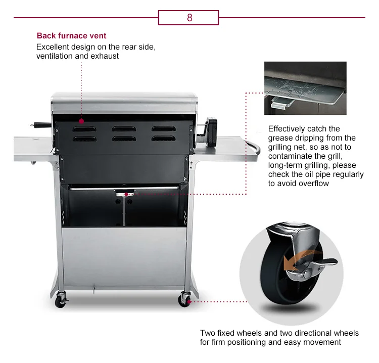 The Most Popular Export Quality OEM Design  Assembled Outdoor Stainless Steel Gas BBQ Grill