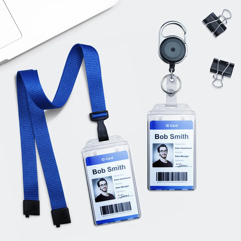 Bestom Clear Vertical Hard Plastic Card Holder Locking Business Card