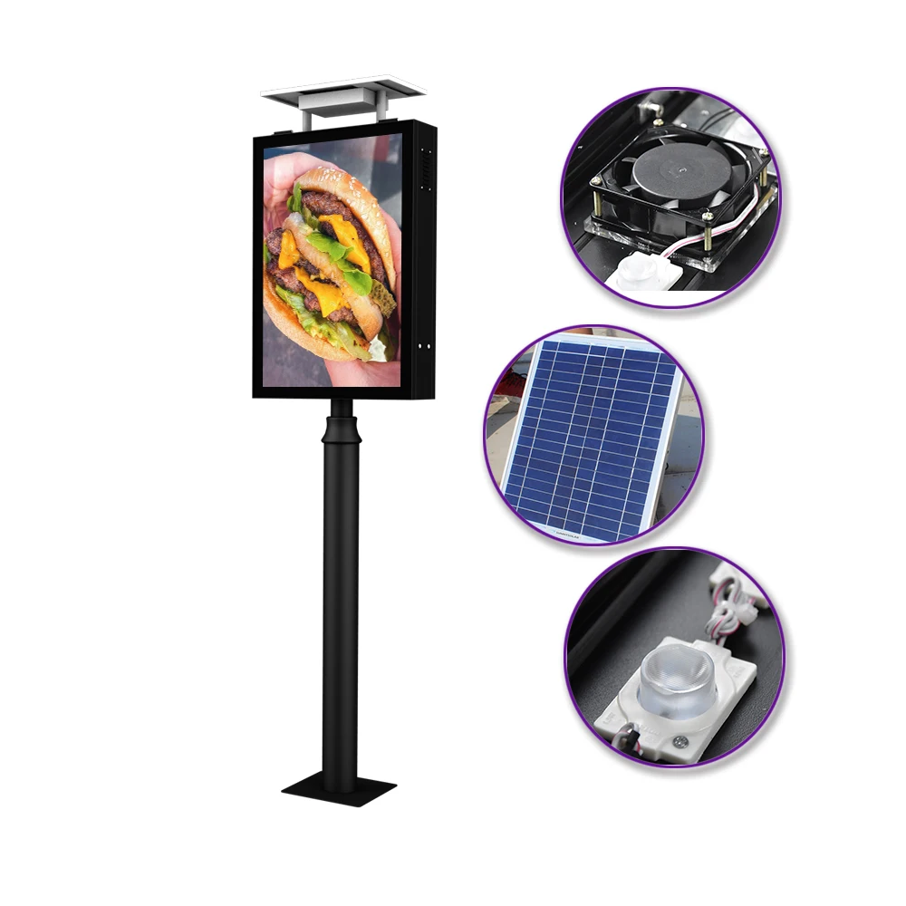 Double Side Standing Advertisement Board for Road Solar System Illuminated Sign for Street
