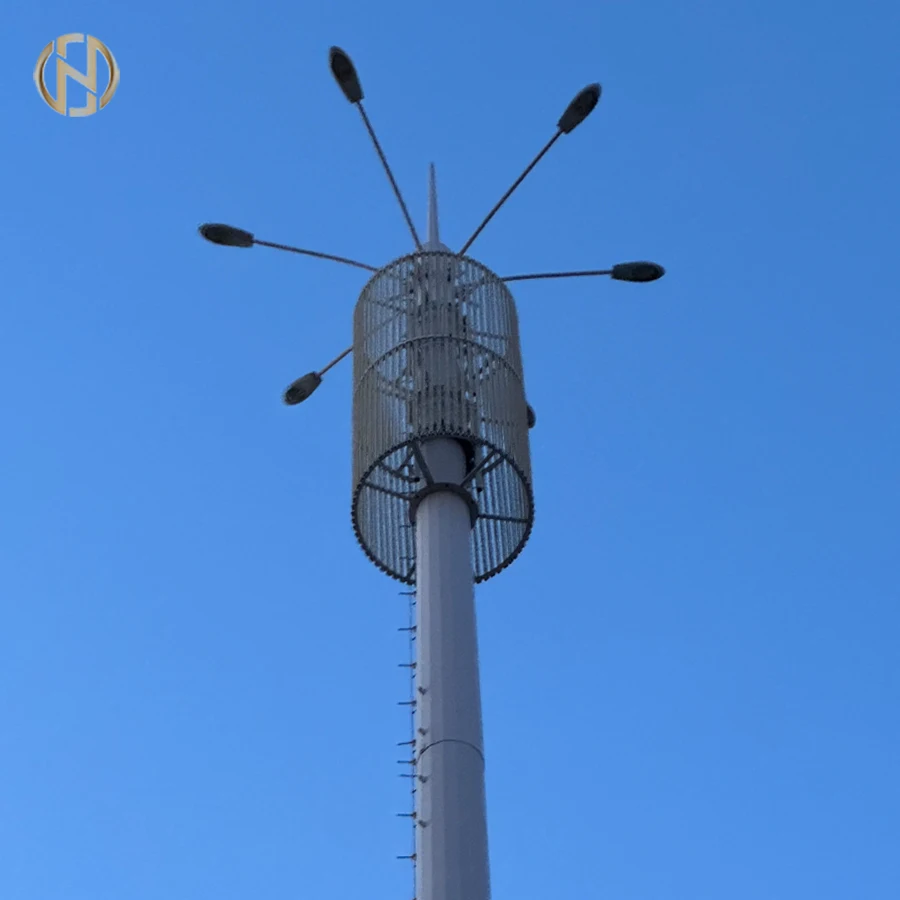 High Mast Lighting Pole Step Tubular Swaged Steel Pole for Squzre Outside