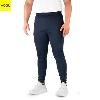 AOGU Sportswear Stretch Joggers Workout Zipper Pockets Track Pants Men