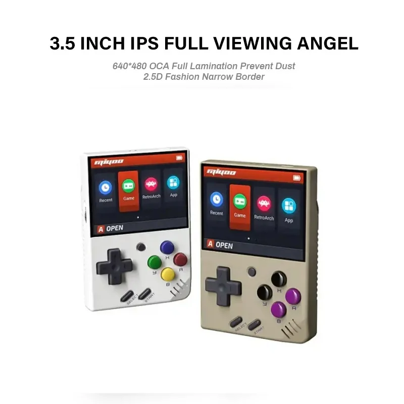 Mi-Yoo Mini Plus Console Portable – Écran IPS 3.5 Pouces, 5500+ Jeux Classiques, Sortie TV, Batterie 3000 MAh – Carte 64G Incluse (Violet Transparent)