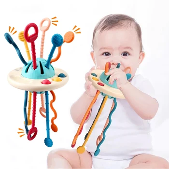 Montessori Pop Texture String Sensory Activity Baby Teether Ufo ...