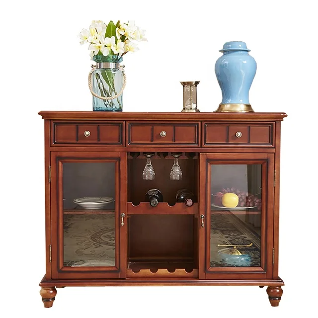 Solid Wood Meubles Buffet Tables with Storage Drawers and Doors for Living Room