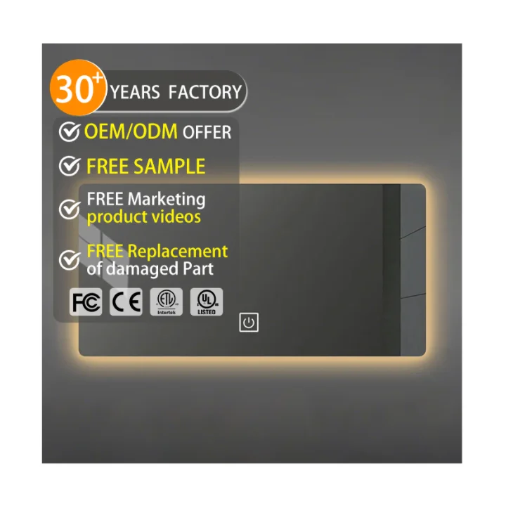 Factory Direct Sale Customized Large Size Backlit Bathroom Mirror Touch Screen Lighted Mirror