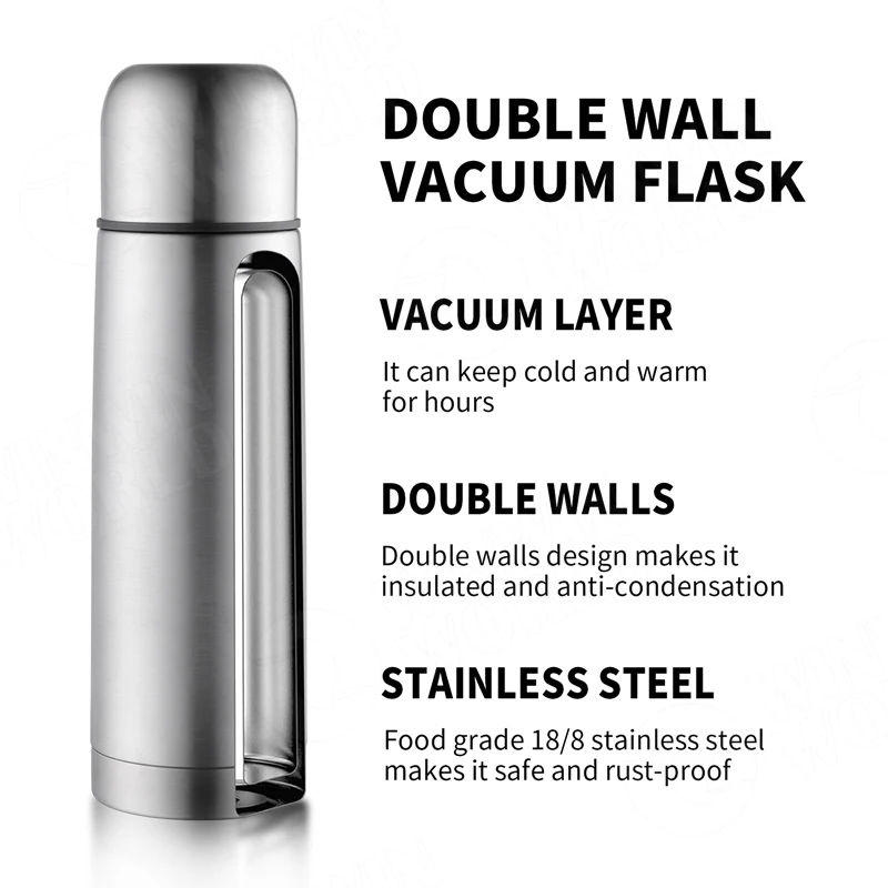 Traditional bullet head vacuum insulated stainless steel air tight lid leaking proof double wall mate thermoses water bottle