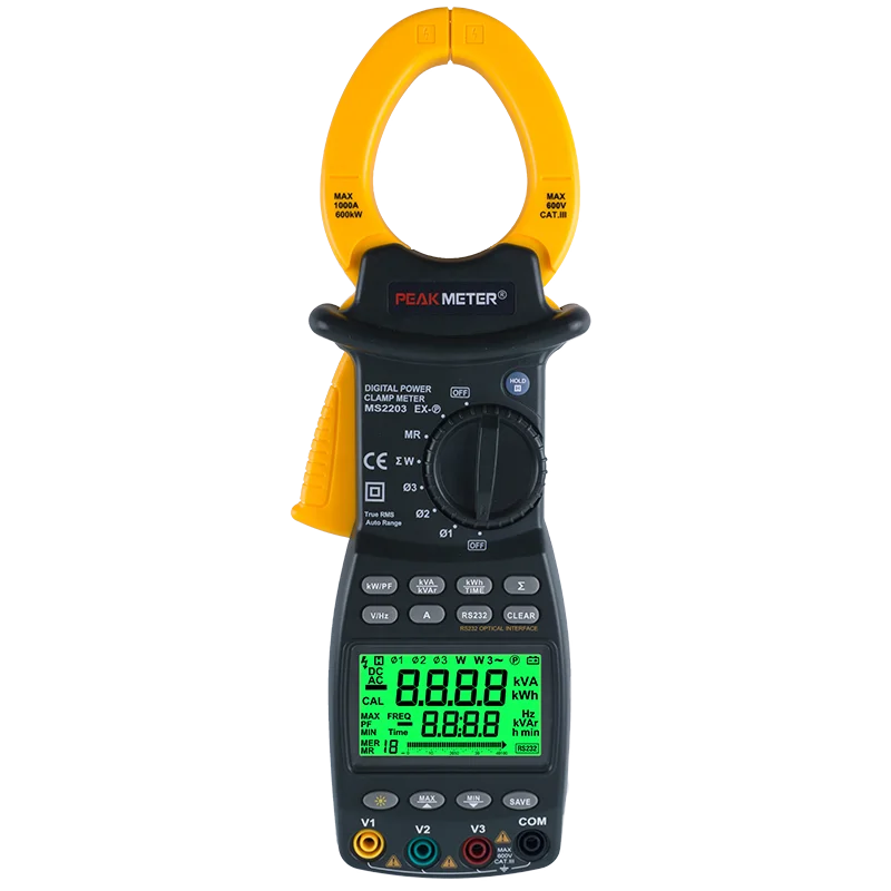 PEAKMETER PM2203 MS2203 Digital AC Analog Power Meter Data Logger Power Factor Energy Meter Power Electrical Meter Clampmeter