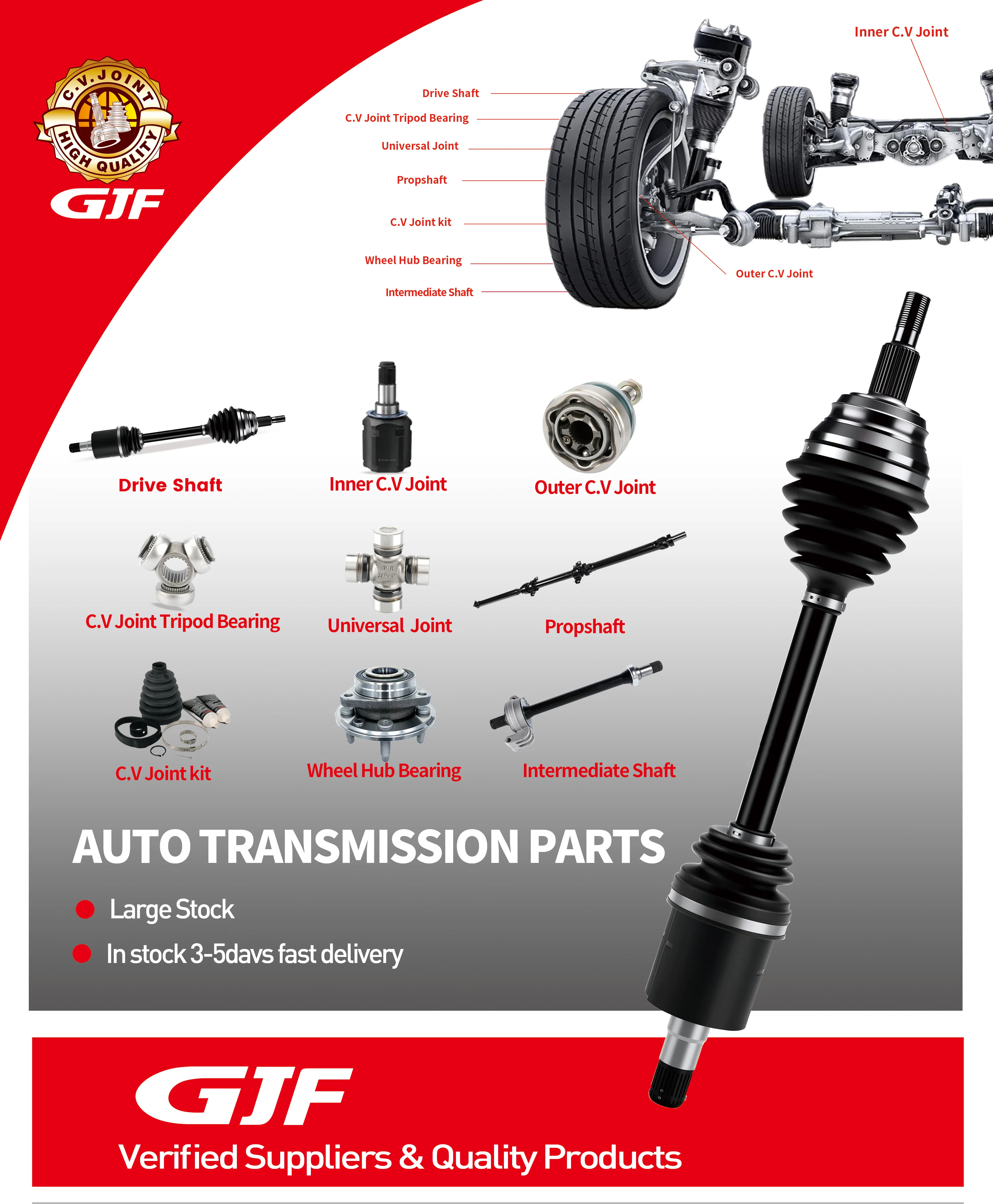 GJF Auto Transmission Systems Cv Joint Factory Inner Cv Joint for