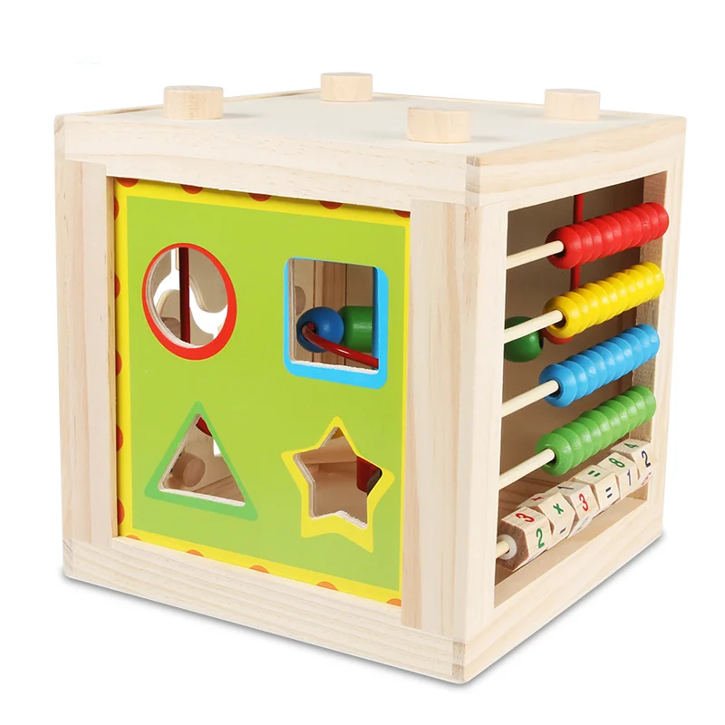 Hot Sale High Quality Solid Wood Beaded Intelligence Box 1:8 Scale Sports Theme Building Blocks