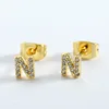 n-english letter stud earrings