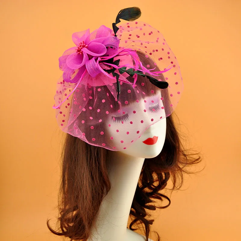 6746 Veil Fascinator Hat For Women, Vintage Mesh Feather Headpiece With H1b218f489c4847ada660633a85e41  main image 4