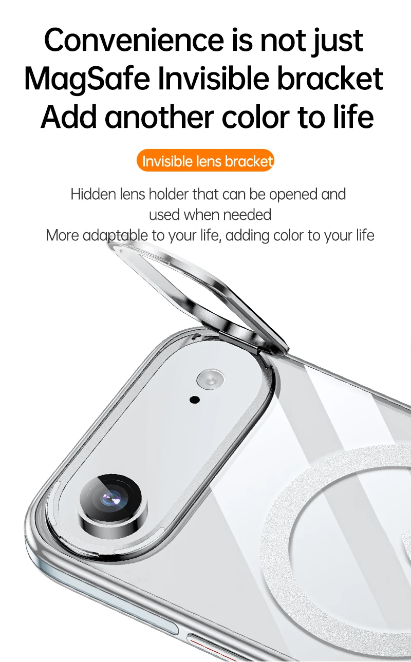 product transparent anti drop phone cases with mental frame holder magnetic protective cover for iphone 17 air pro-7
