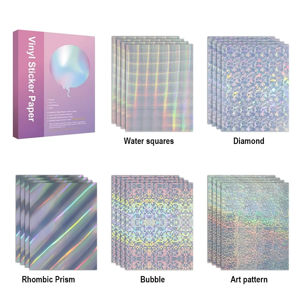 Printable Vinyl Sticker Paper Holographic Waterproof Decal Paper Self