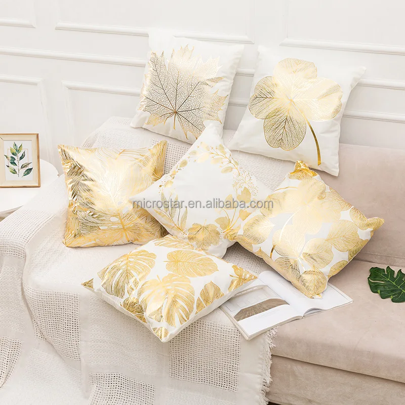 Luxury White and Gold Throw Pillow Covers Velvet Cushion Cover Print Opp  Bag Peach Skin Microstar Modern Luxury Pillow Case