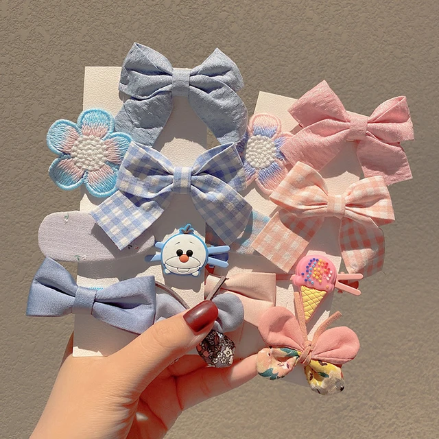 Jiayu Custom Medium Size Bow Hair Clips Fabric Color Block Simple alligator Clips Korean Style Daily Dressing up Clip