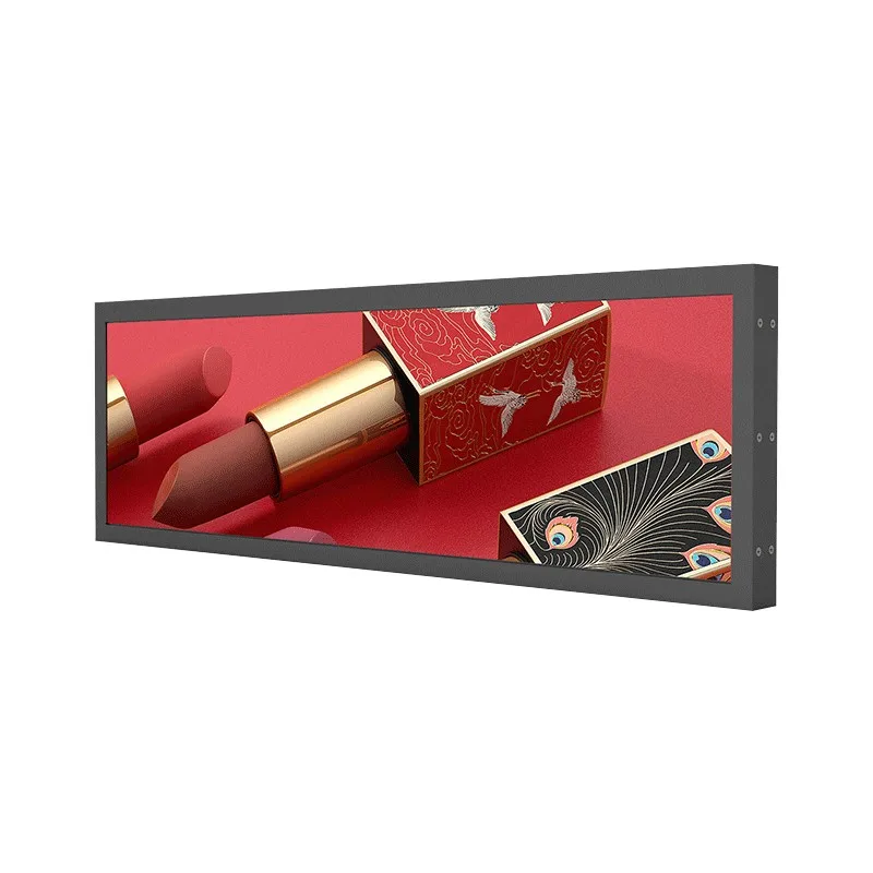 KOE 64-Inch Stretched Bar LCD Advertising Display 3840x1488 Resolution 400cd Brightness 1-Year Warranty for Shopping Mall Use