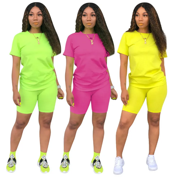 Women Clothing Two Piece Set Women's Casual Short Sleeve Bodycon Two ...