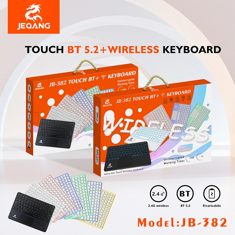 Jeqang Ultra-Thin Mini Keyboard with Touch Pad Charging Optical Mini Keyboard for Table and Laptops-New Product