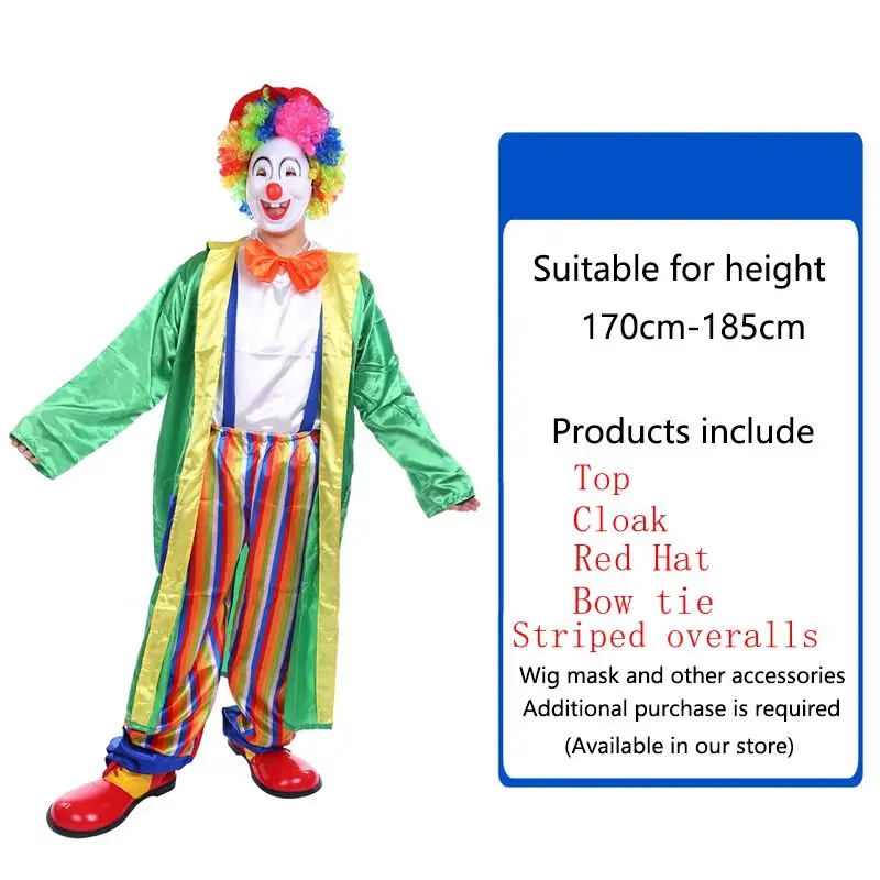 Halloween Clown Costume Stripes Spotted Cosplay Party Fancy Dress Mens Suit