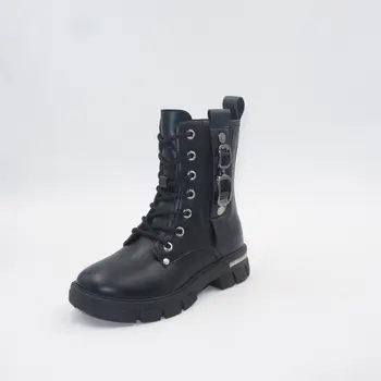 New Design Fashion Style Women Fashion Boots Ankle Platform Boots Casual Thick Sole Ladies Shoes Black Shoe Box Pu Cotton Fabric