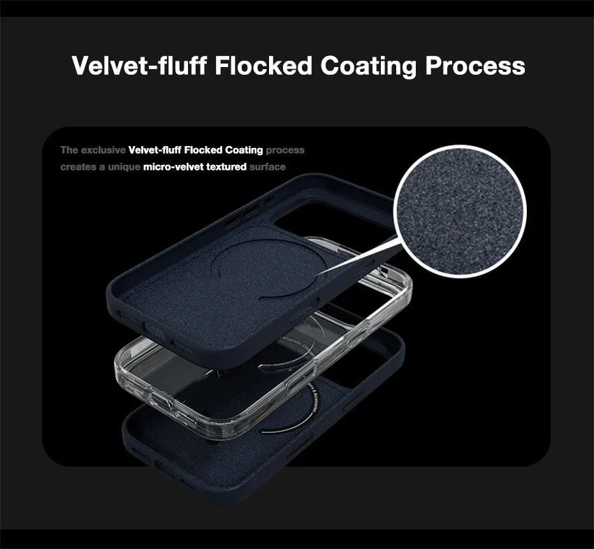 product oem manufacturer full body protection baby skin flocked coating case magnetic anti fingerprint phone cover for iphone17 pro max-2